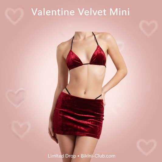 Valentine Crushed Red Velvet Valentine mini Bikini set